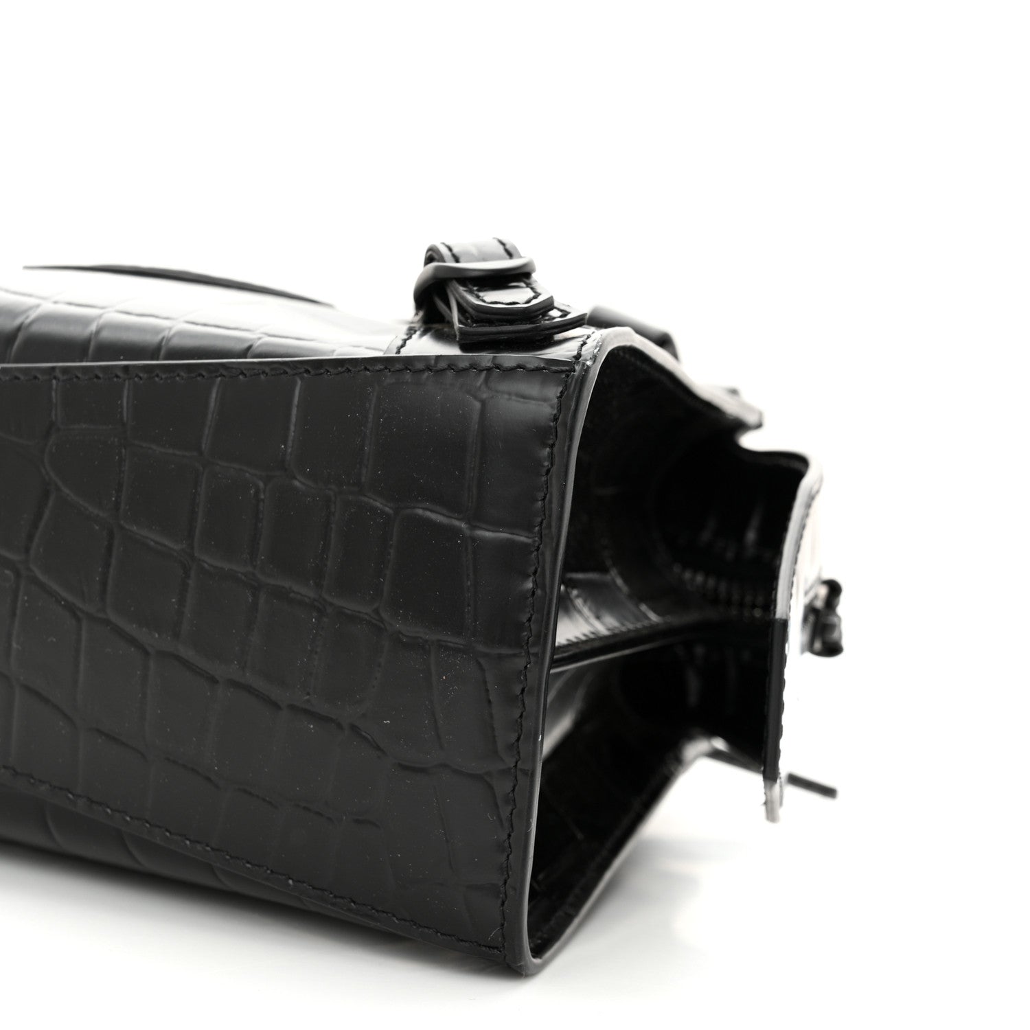 Balenciaga Semi Shiny Calfskin Crocodile Embossed Neo Classic Black Hardware Mini City Black 9 of 9