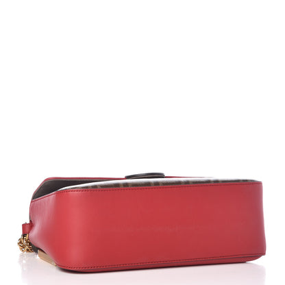 Fendi Vitello Grace Glazed Fabric FF 1974 Double F Shoulder Bag Fragola Mogano Panna 5 of 8