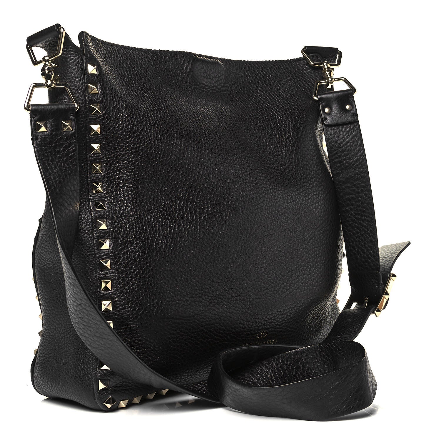 Valentino Garavani Pebbled Calfskin Large Rockstud Flip-Lock Messenger Bag Black 3 of 9