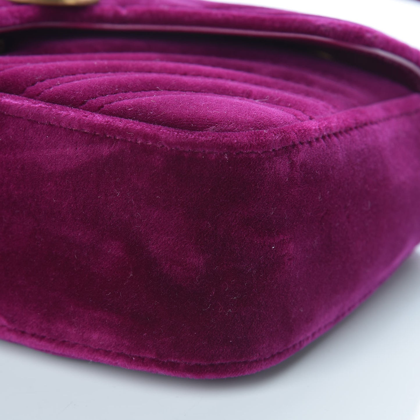 Velvet Matelasse Mini GG Marmont Shoulder Bag Fuchsia Violet Cyclamen