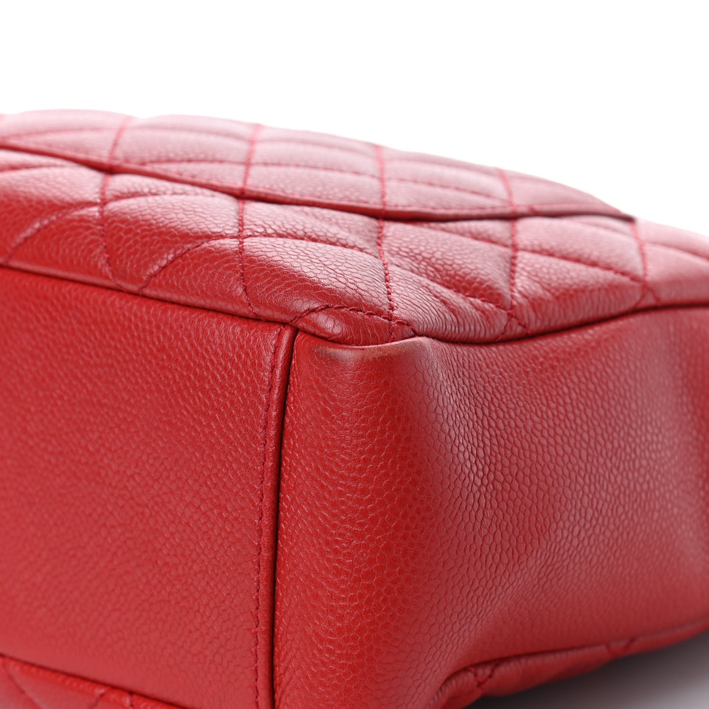 Caviar Quilted Petit Shopping Tote PST Red