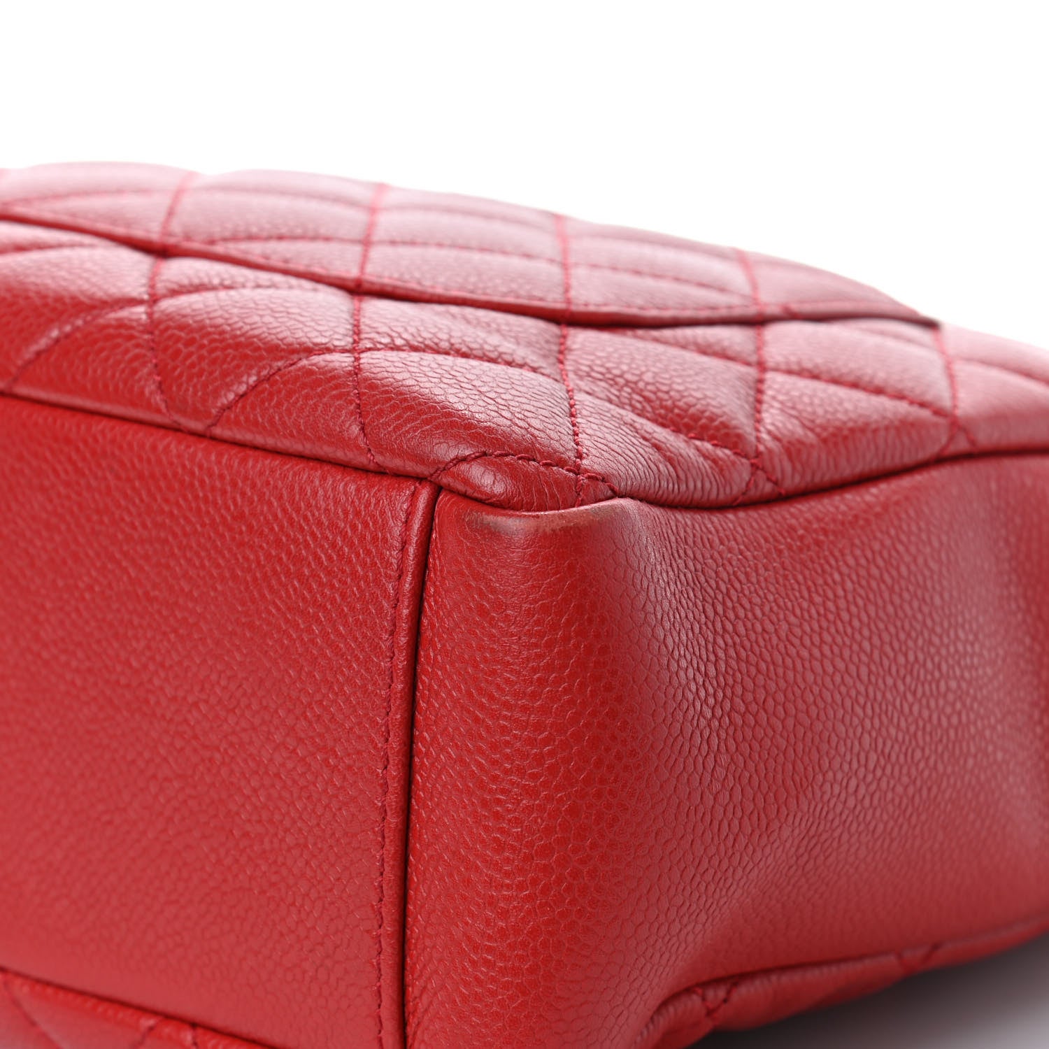 Chanel Caviar Quilted Petit Shopping Tote PST Red 12 of 13
