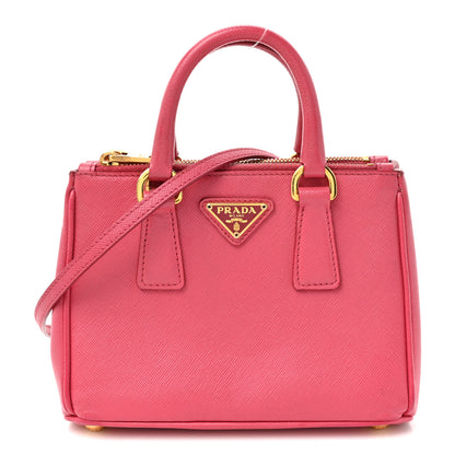 Prada Saffiano Lux Micro Galleria Double Zip Tote Fuxia 1 of 8
