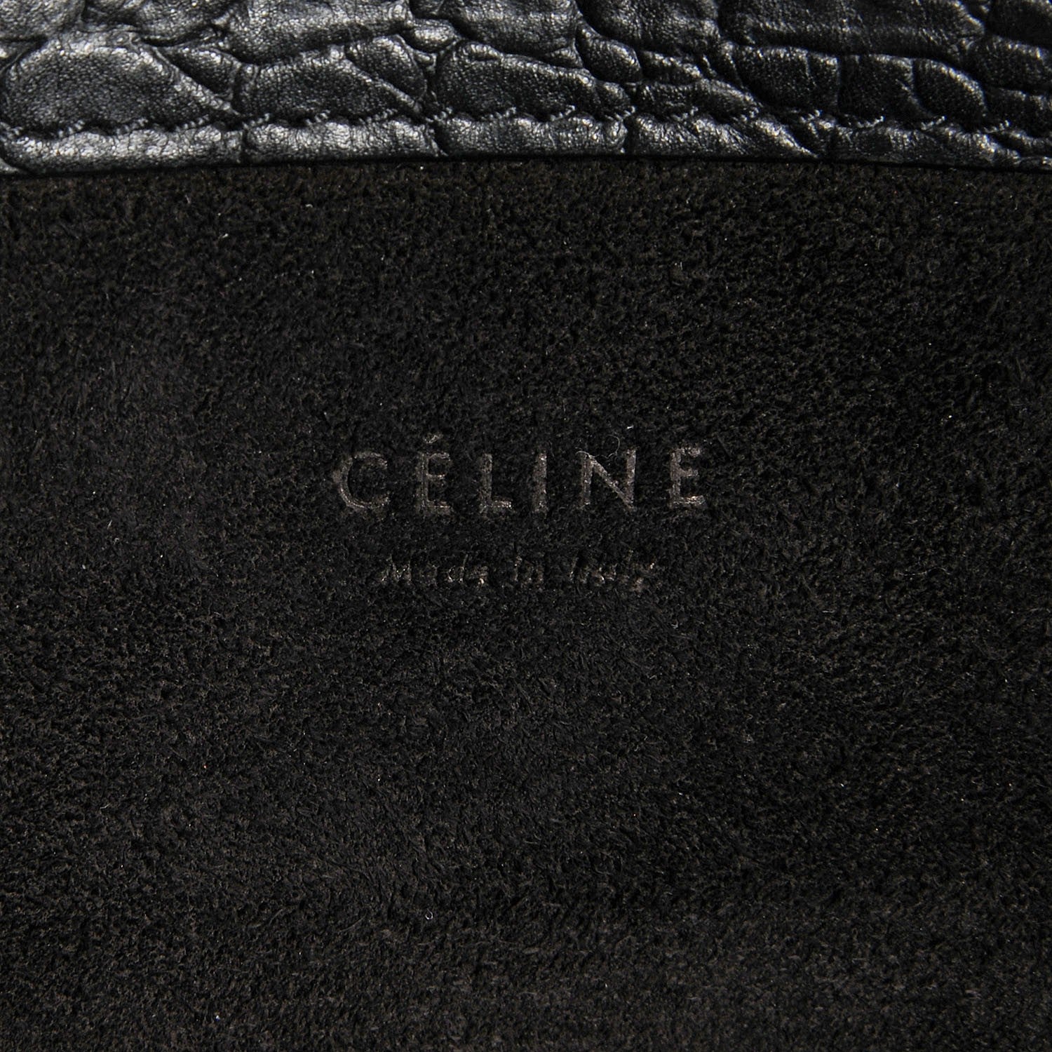 Celine Crocodile Embossed Calfskin Medium Phantom Luggage Black 6 of 7