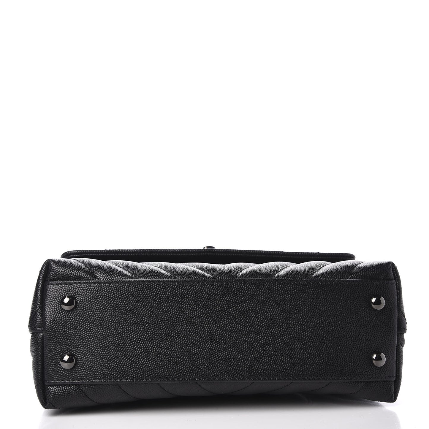 Caviar Chevron Quilted Mini Coco Handle Flap So Black