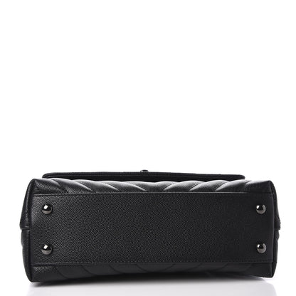 Chanel Caviar Chevron Quilted Mini Coco Handle Flap So Black 3 of 11