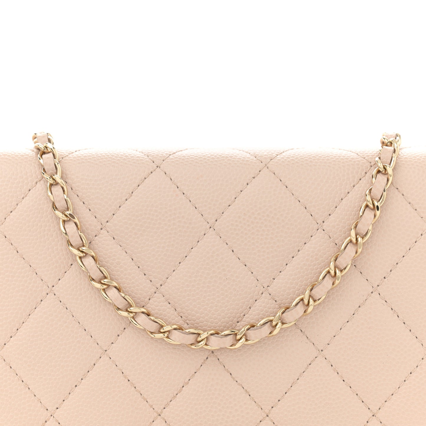 Caviar Quilted Golden Class Wallet On Chain WOC Light Beige