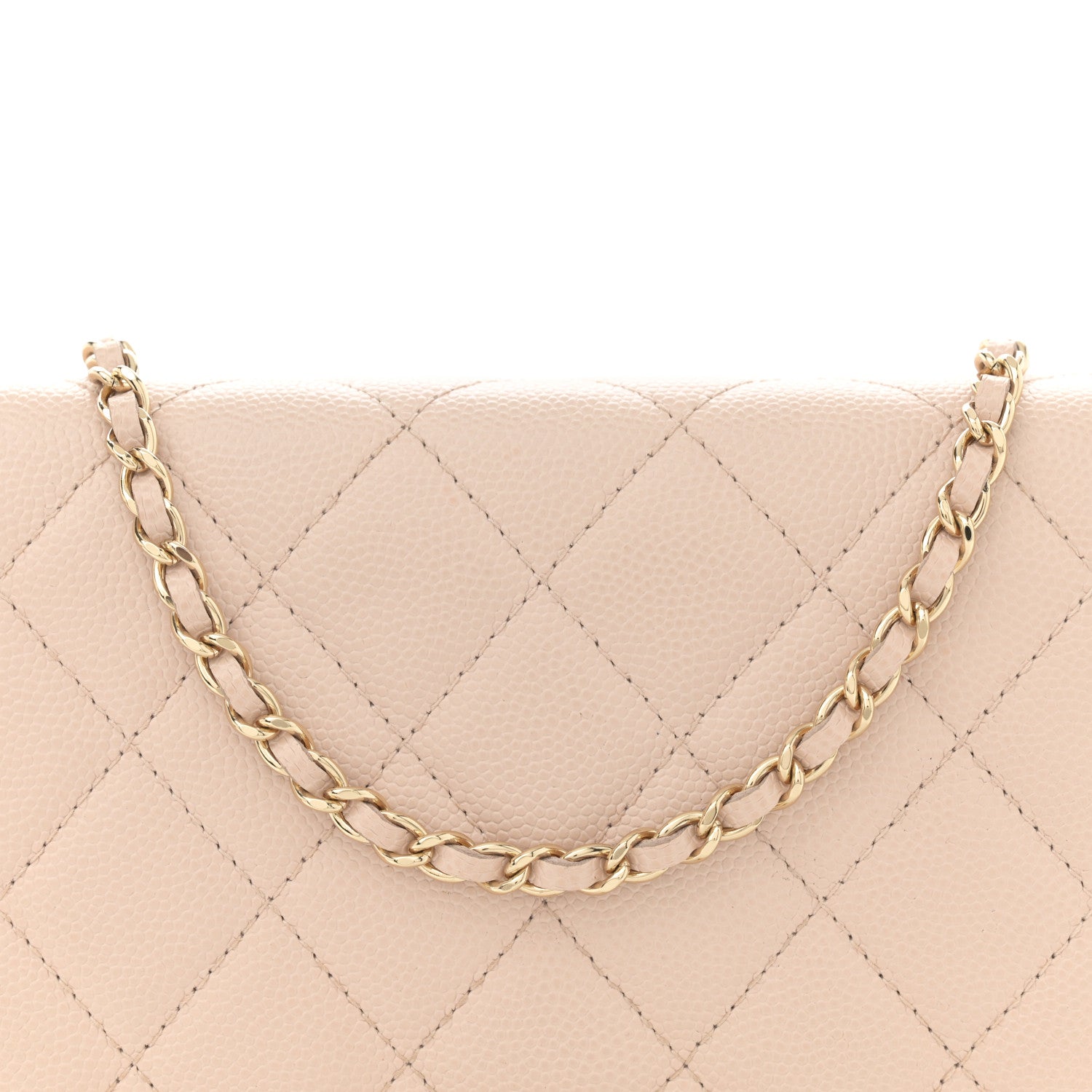 Chanel Caviar Quilted Golden Class Wallet On Chain WOC Light Beige 8 of 12