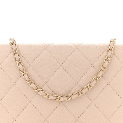 Chanel Caviar Quilted Golden Class Wallet On Chain WOC Light Beige 8 of 12