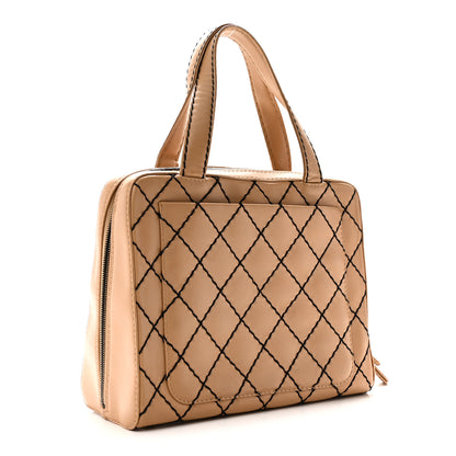 Chanel Calfskin Wild Stitch Vertical Top Handle Bag Beige 3 of 9