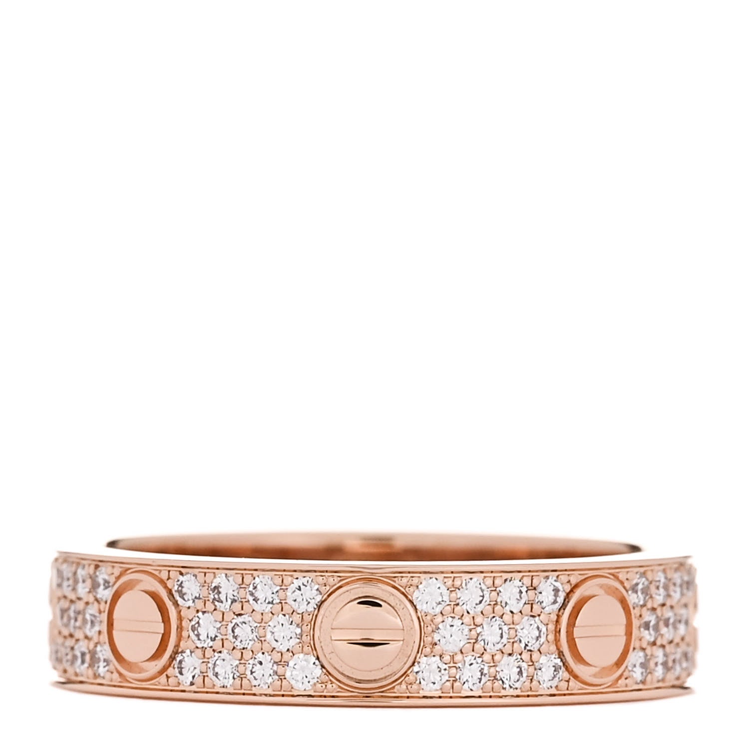 Cartier 18K Pink Gold Diamond 4mm LOVE Wedding Paved Band Ring 48 4.5 1 of 5