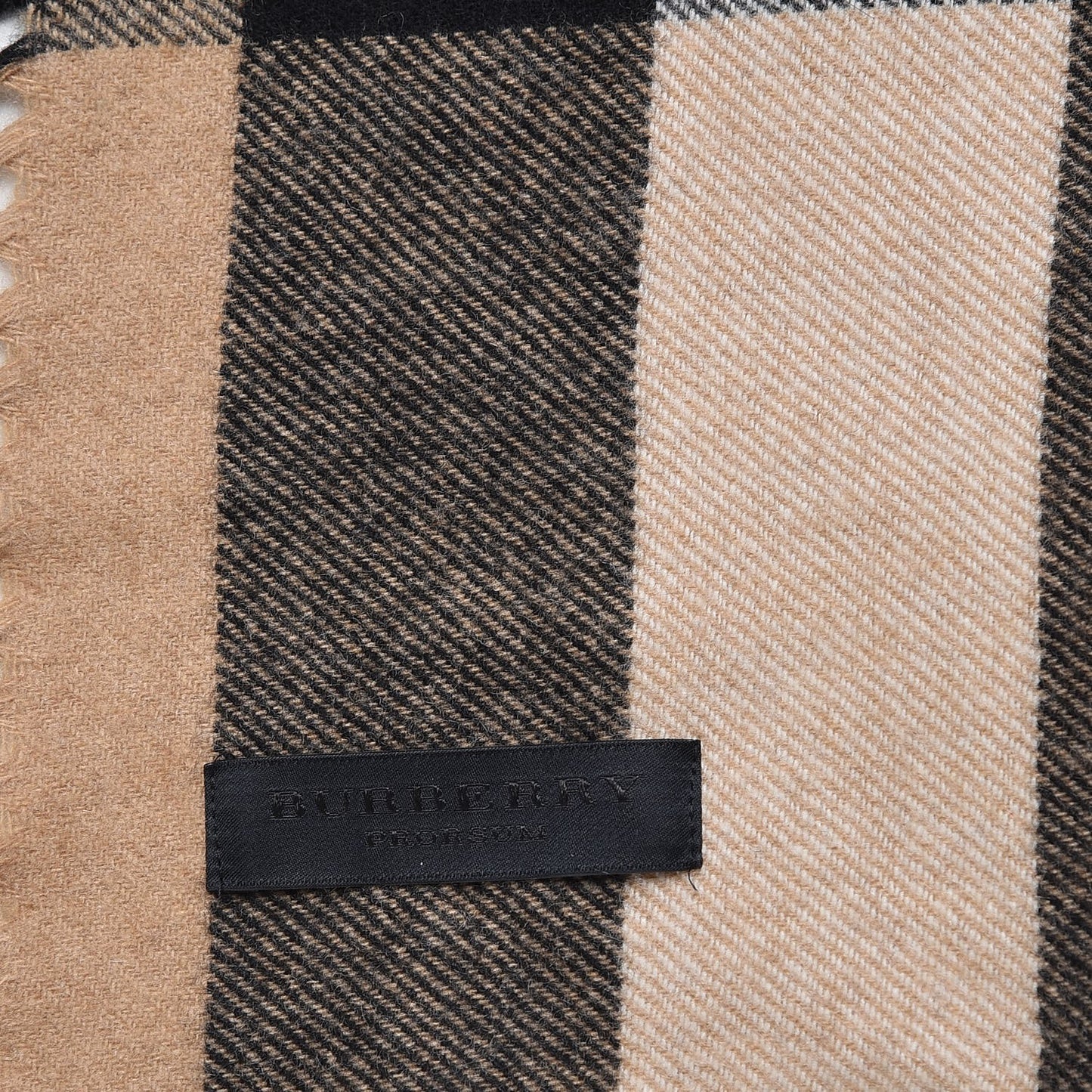 Prorsum Cashmere Half Mega Check Fringe Scarf Camel