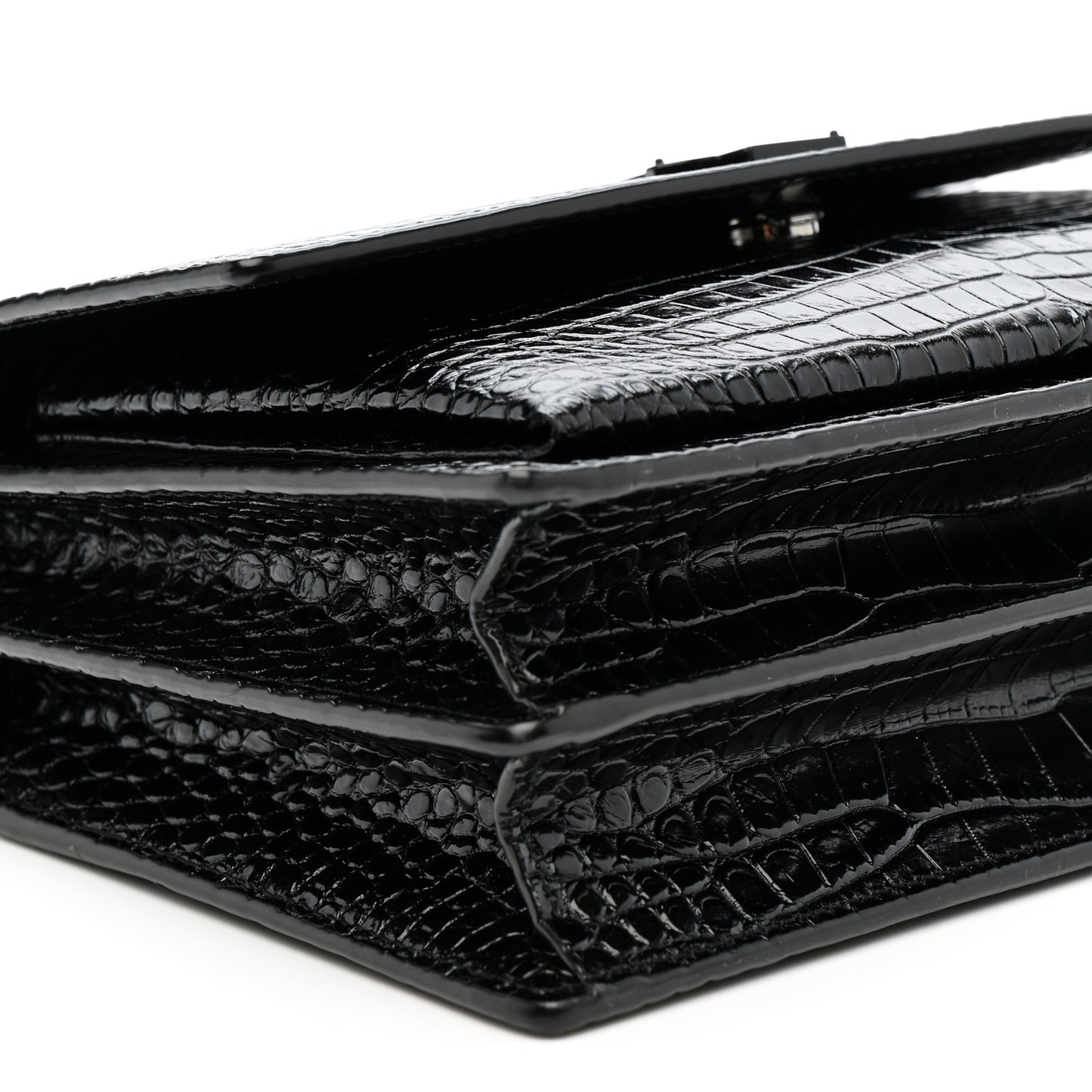 Calfskin Crocodile Embossed Medium Monochrome Monogram Sunset Black