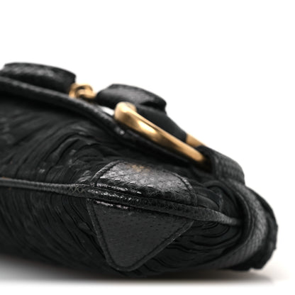 Gucci Satin Snakeskin Monogram Mini Horsebit Chain Clutch Black 10 of 15