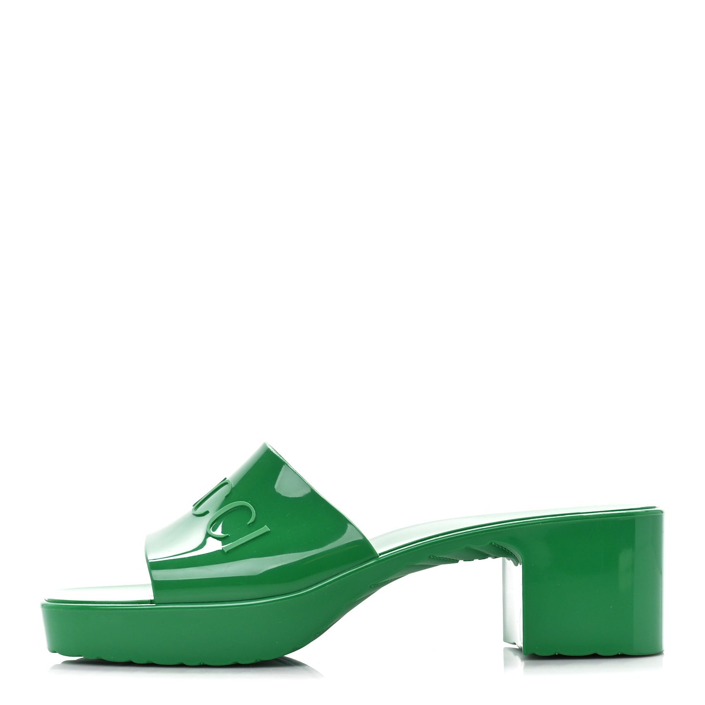 Rubber Gucci Logo Womens Platform 20/60mm Slide Sandals 40 New Shamarock