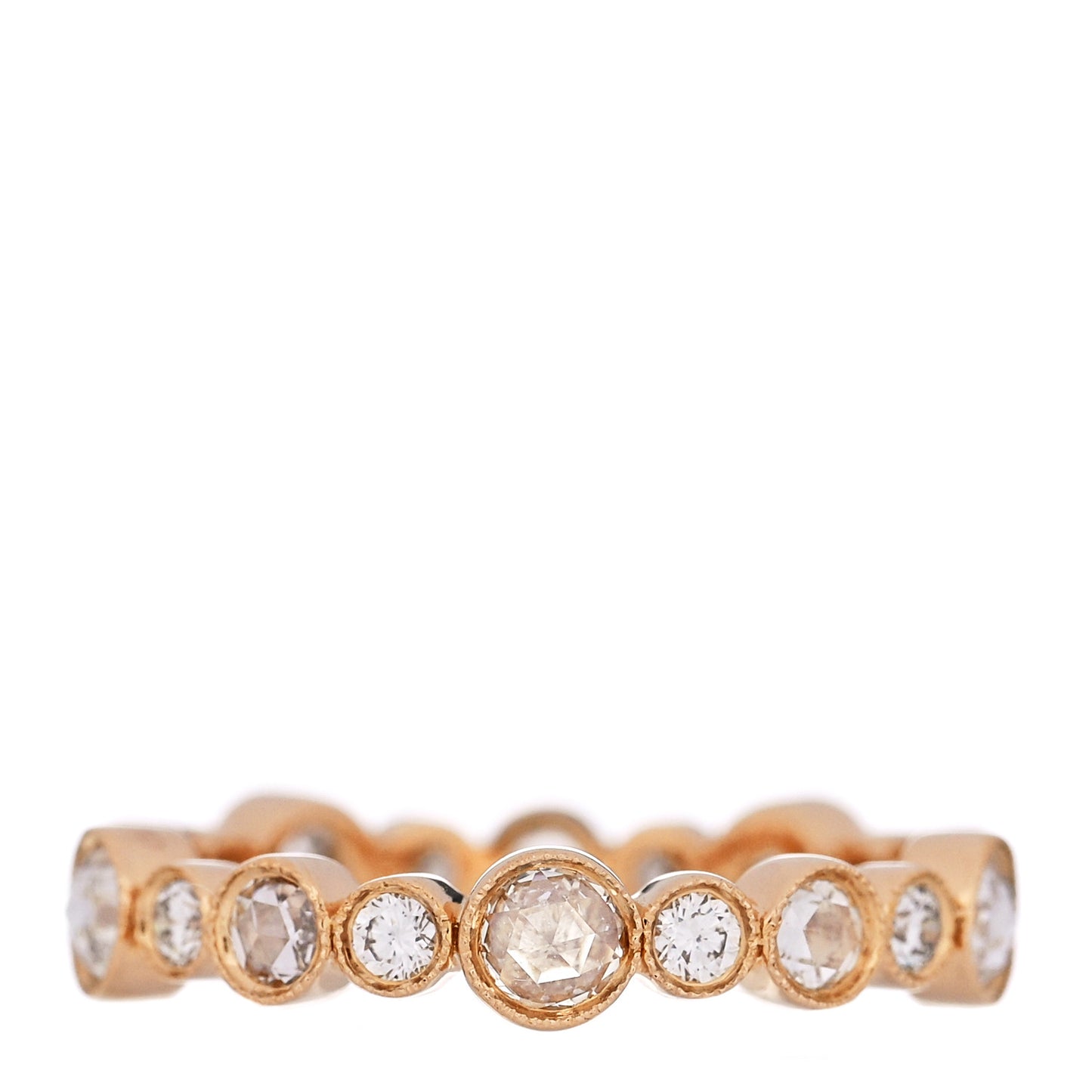 18K Rose Gold Diamond Narrow Cobblestone Band Ring 50 5.25