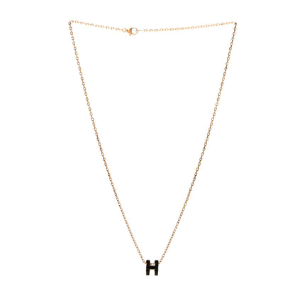 Hermes Lacquered Gold Mini Pop H Pendant Necklace Black 3 of 6