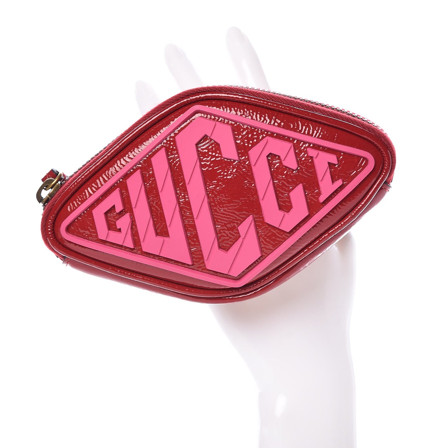 Patent Rubber Game Patch Logo Wrist Bag Hibiscus Red