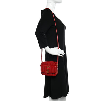 Saint Laurent Patent Matelasse Monogram Toy Vicky Camera Bag Red 2 of 11