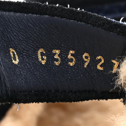 Chanel Calfskin Hair Suede Shearling Dad Sandals 37.5 Navy Black 8 of 9
