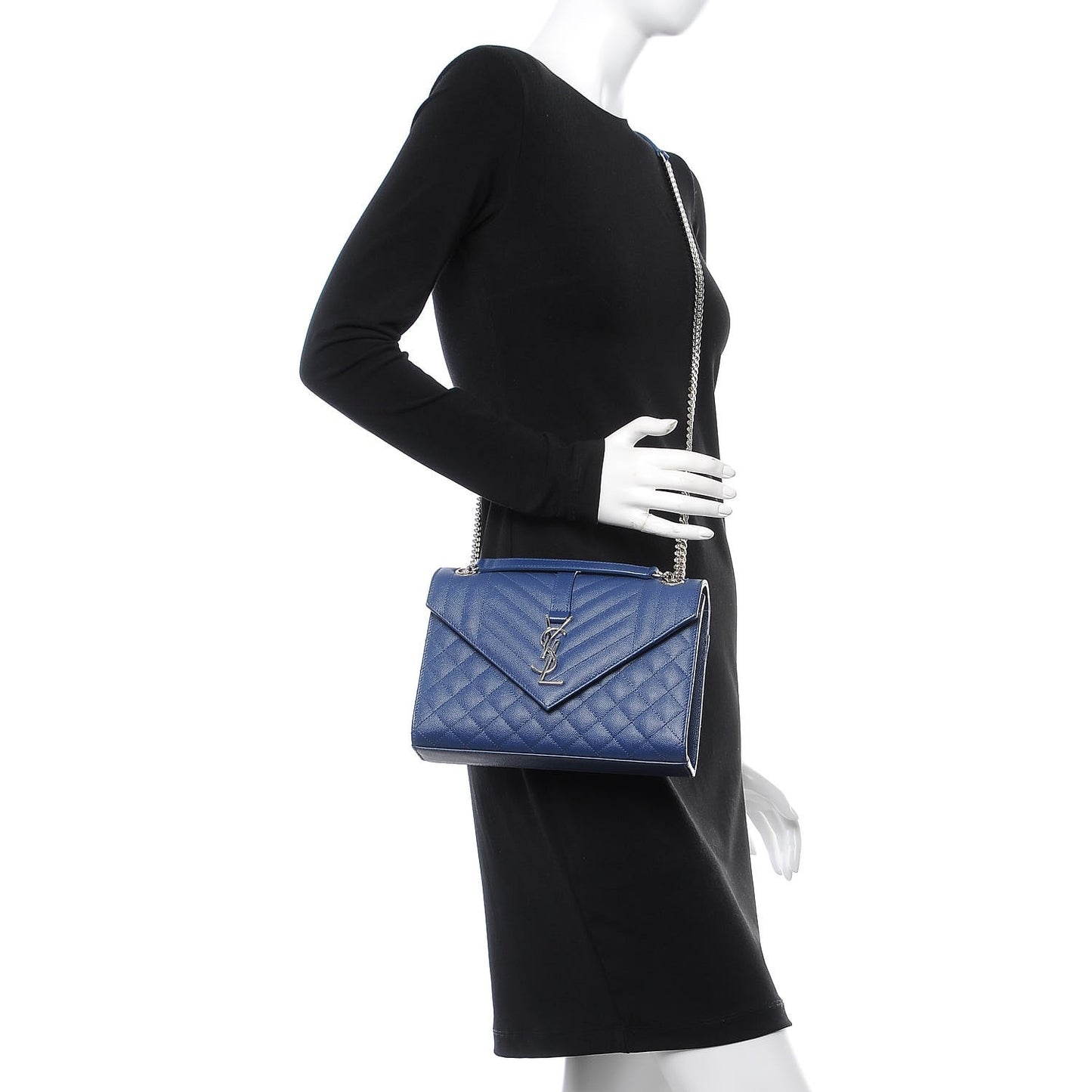Grain De Poudre Textured Mixed Matelasse Triquilt Medium Monogram Satchel Denim