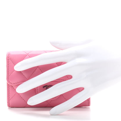 Chanel Lambskin Quilted Flap Card Holder Wallet Pink Yellow 2 of 10