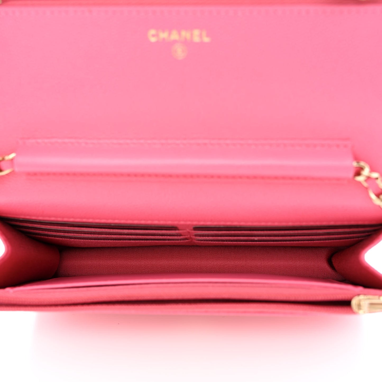 Caviar Quilted Wallet on Chain WOC Pink