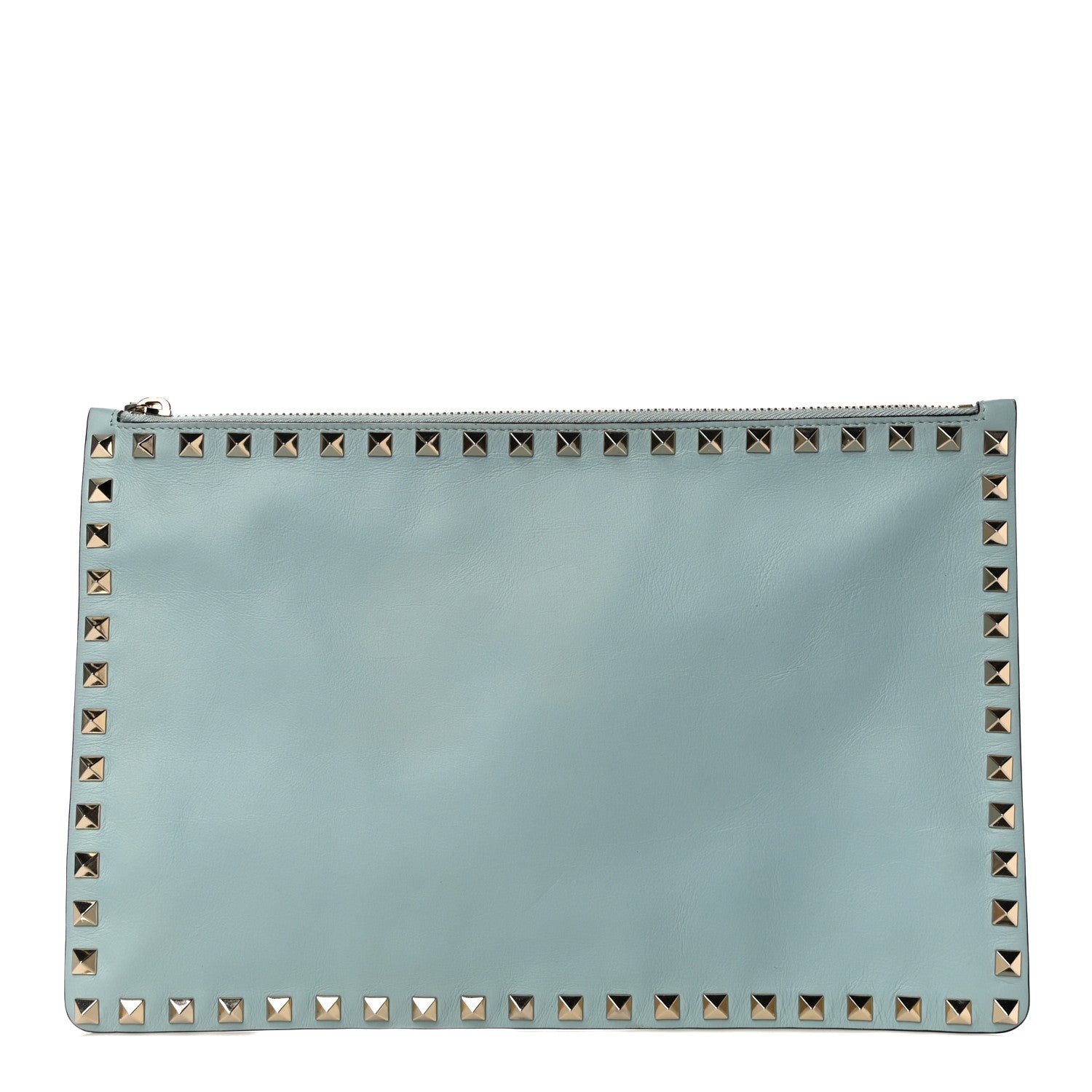 Valentino Garavani Vitello Large Rockstud Zip Pouch Sky Sorbet 1 of 11