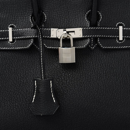 Hermes Chevre Mysore Horseshoe Birkin 25 Black Rouge Casaque 10 of 10