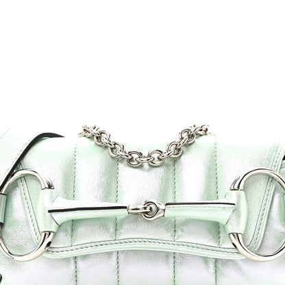 Gucci Iridescent Nappa Vertical Matelasse Small Maxi Horsebit Chain Shoulder Bag Iridescent Salvy Green 7 of 9