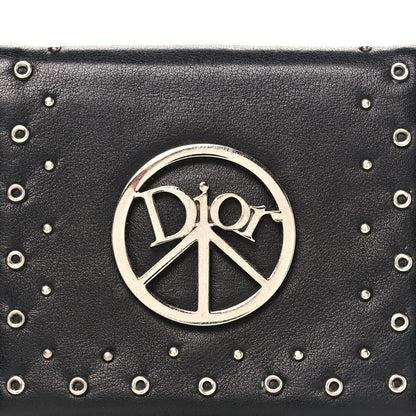 Christian Dior Calfskin Studded Peace Compact Wallet Black 8 of 8