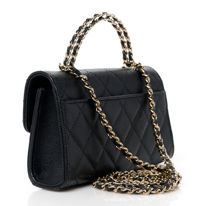 Chanel Caviar Quilted Chain Match Top Handle Phone Holder With Chain Black 3 of 10