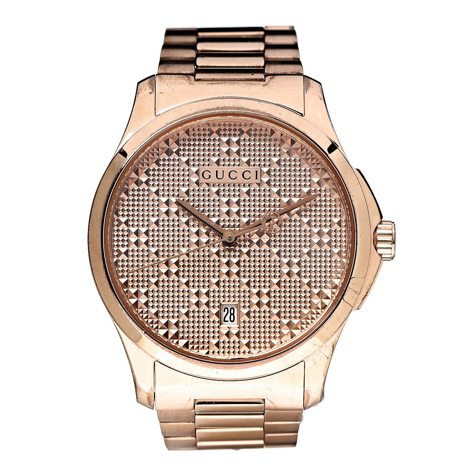 Gucci Stainless Steel 38mm G-Timeless Diamante Quartz Watch Rose 1 of 5