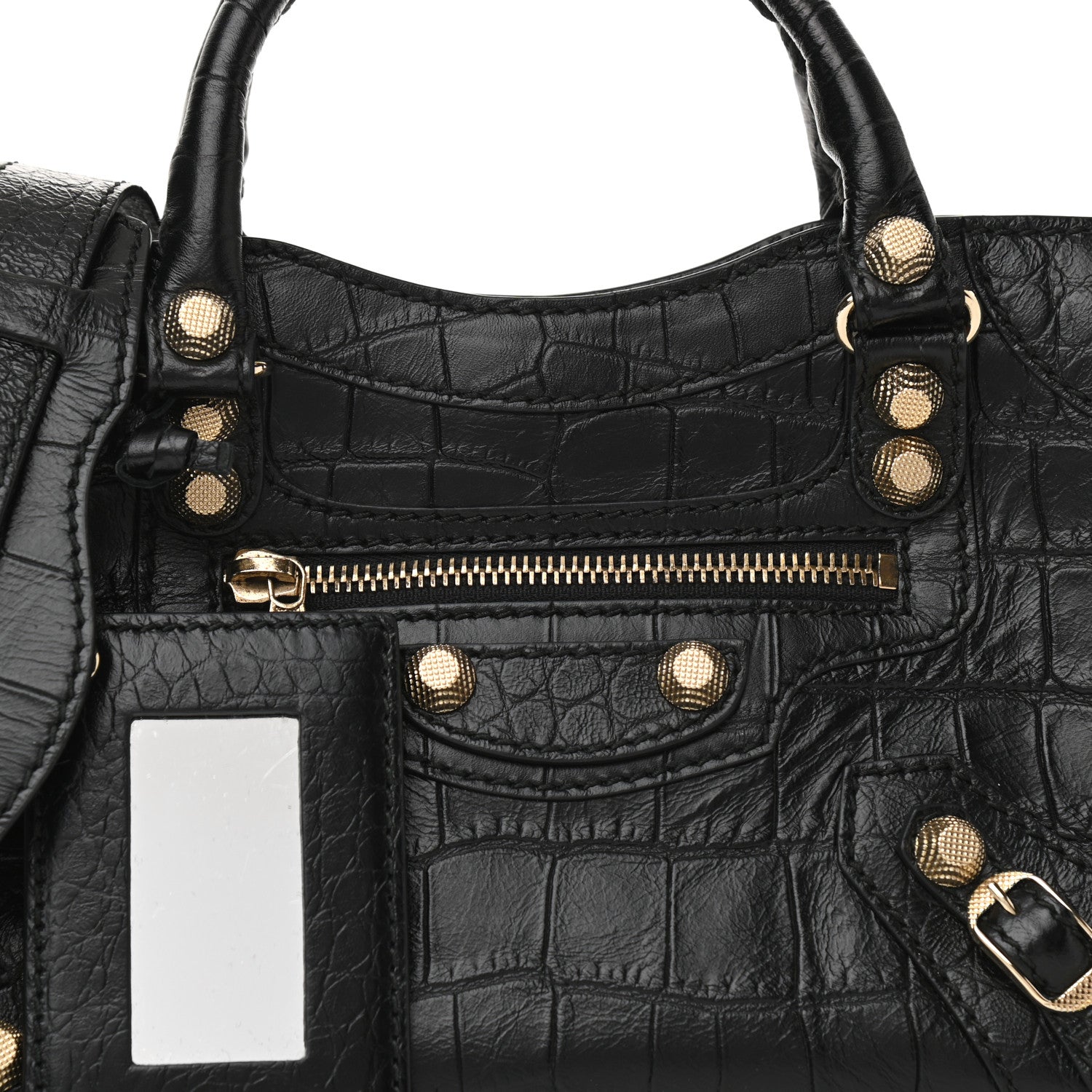 Balenciaga Calfskin Crocodile Embossed Giant 12 Gold Hardware Mini City Black 7 of 7