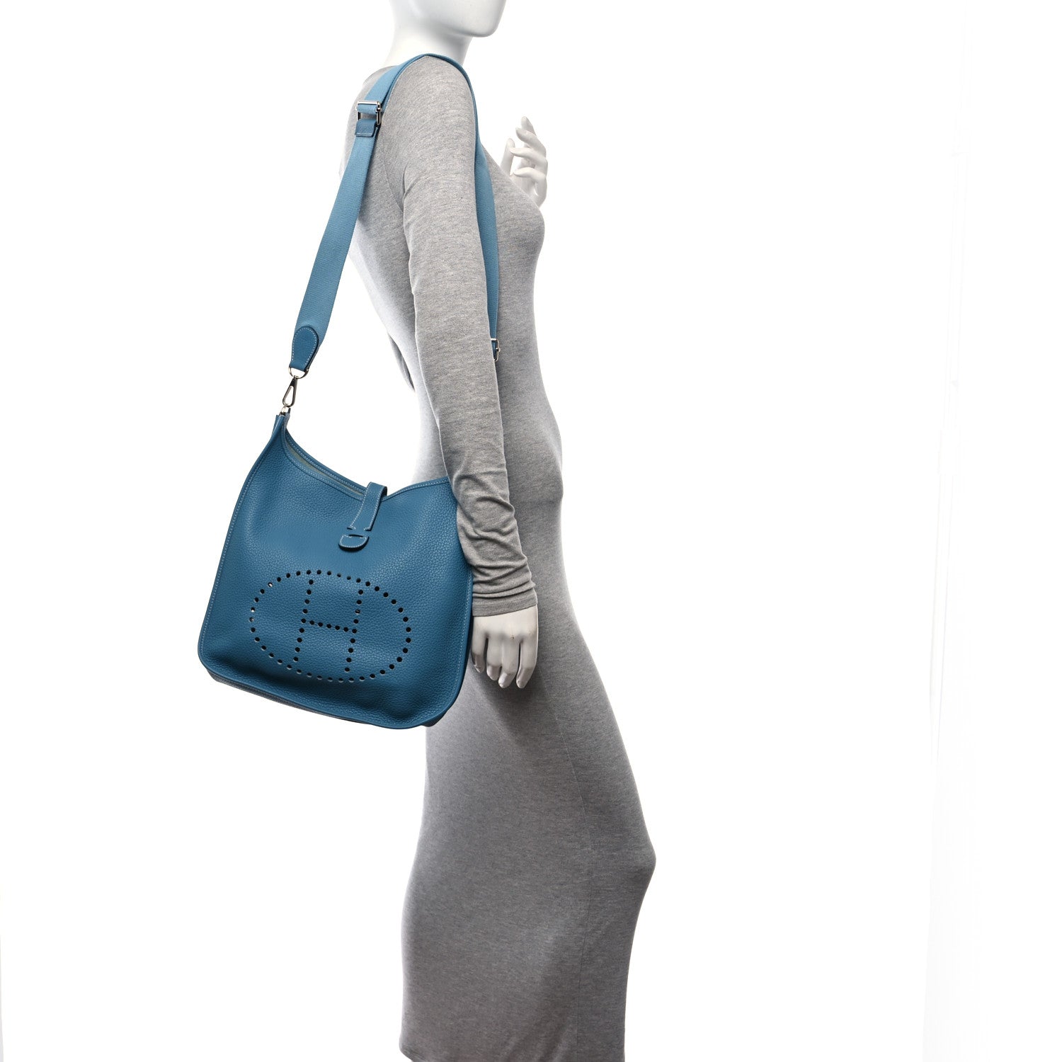 Hermes Taurillon Clemence Evelyne III PM PM Blue Jean 2 of 10