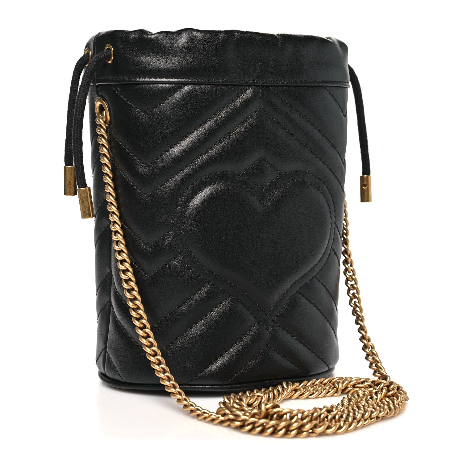 Gucci Calfskin Matelasse Mini GG Marmont 2.0 Bucket Bag Black 3 of 11