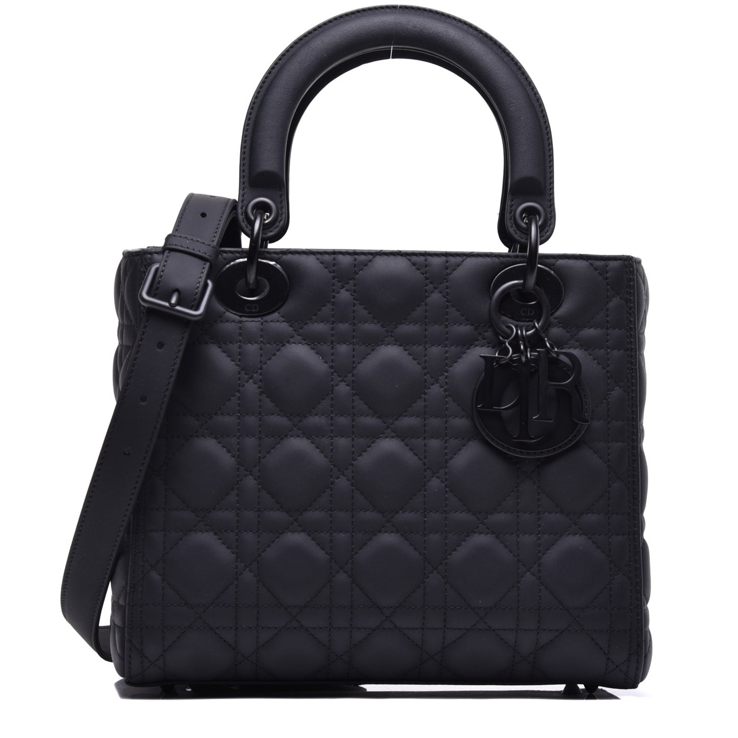 Ultra Matte Calfskin Cannage Medium Lady Dior Black