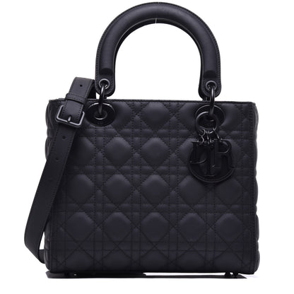 Christian Dior Ultra Matte Calfskin Cannage Medium Lady Dior Black 1 of 9