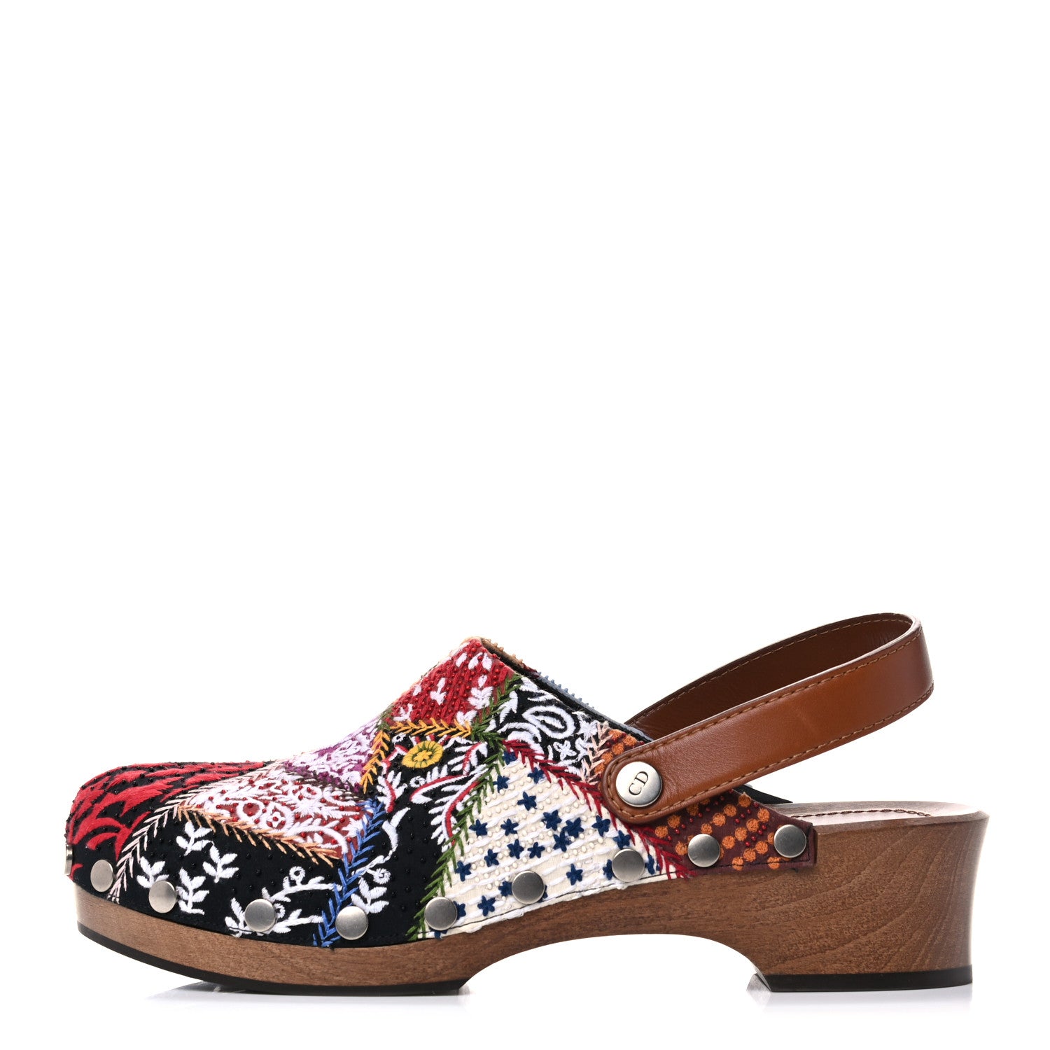 Christian Dior Canvas Patch Embroidered Diorquake 20mm Slingback Clogs 42 Multicolor 1 of 8