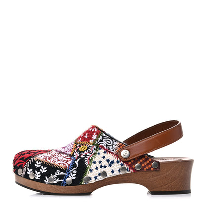 Christian Dior Canvas Patch Embroidered Diorquake 20mm Slingback Clogs 42 Multicolor 1 of 8