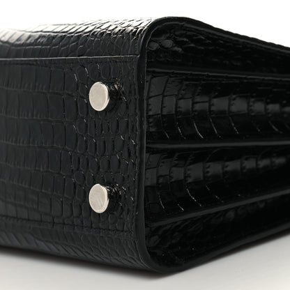 Saint Laurent Calfskin Crocodile Embossed Nano Sac De Jour Black 10 of 11