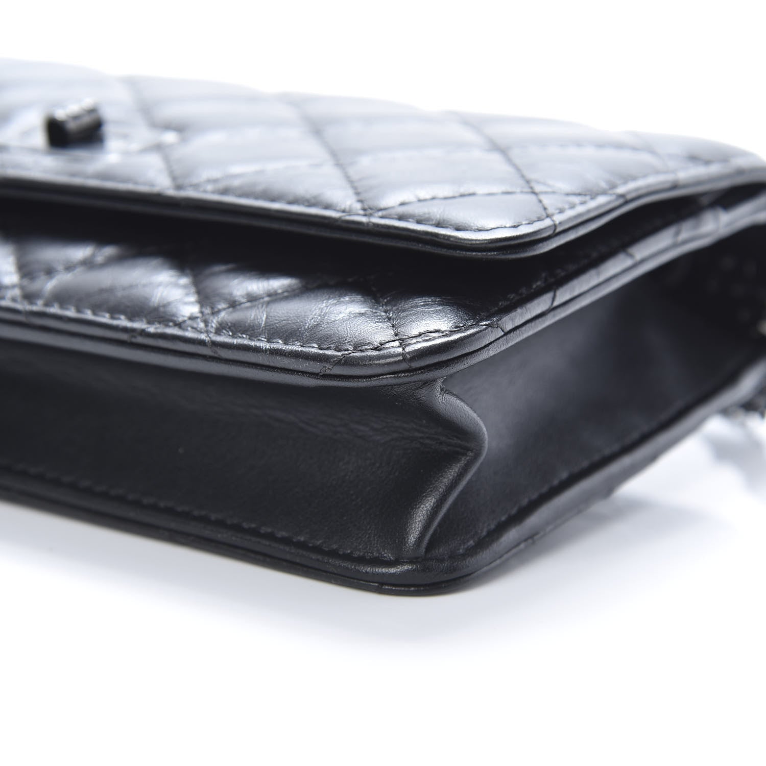 Chanel Aged Calfskin Quilted Reissue Wallet On Chain WOC So Black 10 of 11