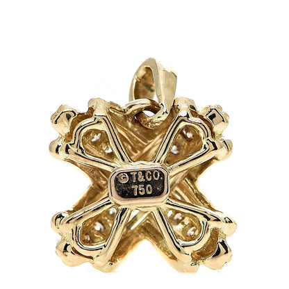 Tiffany 18K Yellow Gold Diamond Signature X Pendant 3 of 3