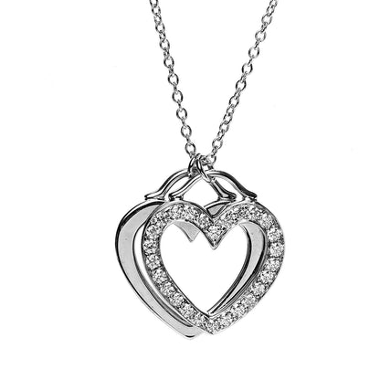 Tiffany 18K White Gold Diamond Double Heart Pendant Necklace 4 of 7