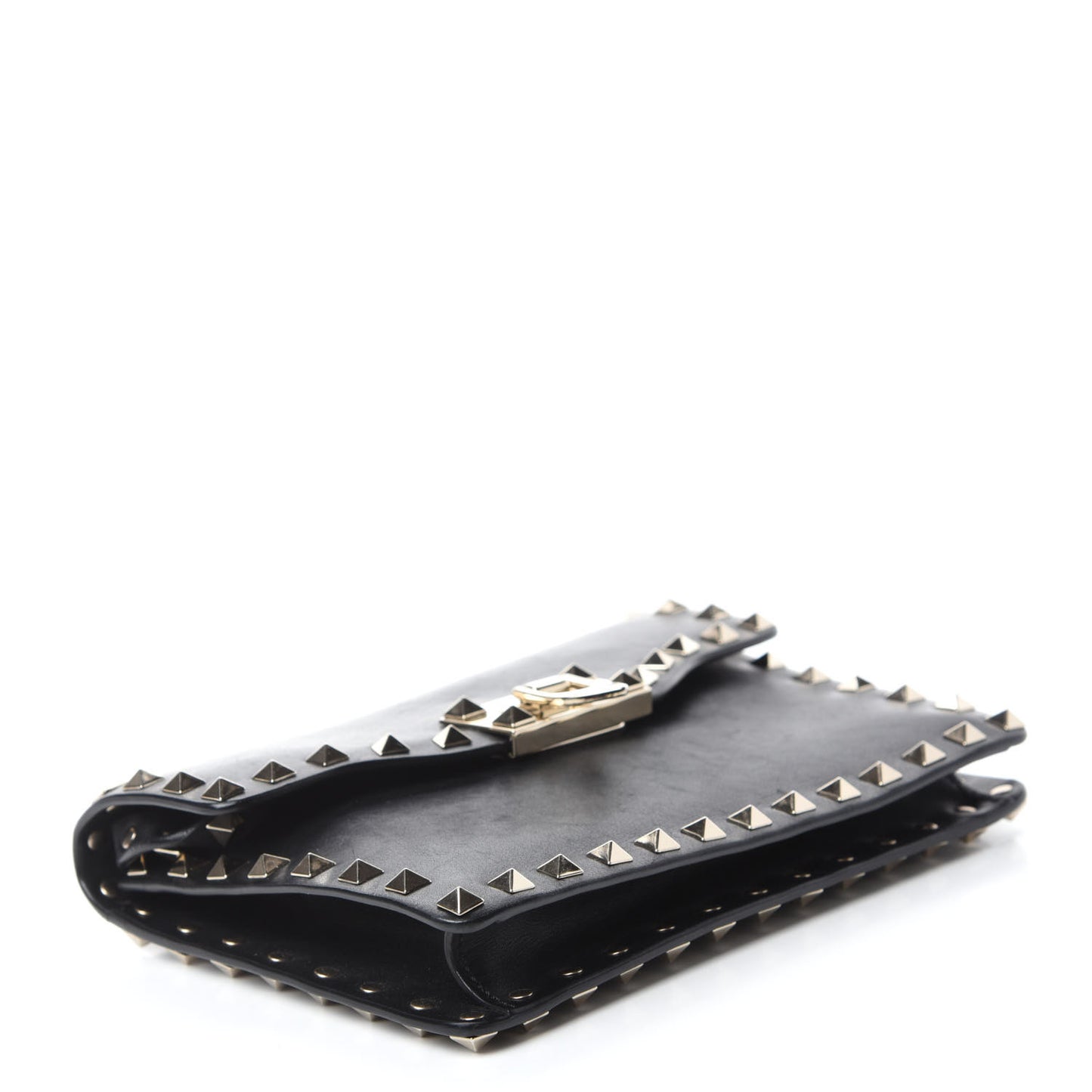 Vitello Rockstud Shoulder Flap Bag Black