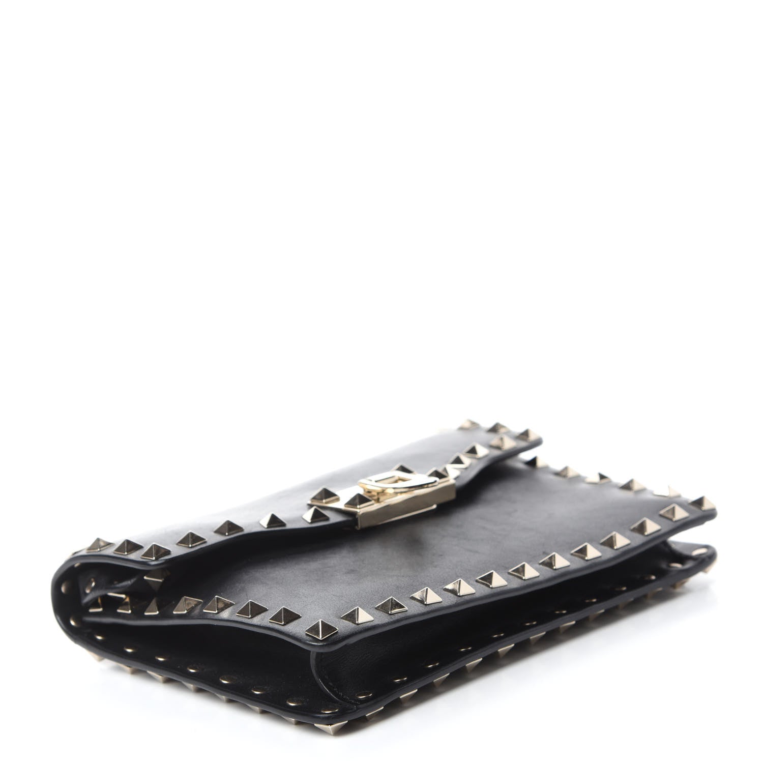 Valentino Garavani Vitello Rockstud Shoulder Flap Bag Black 4 of 10