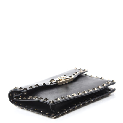 Valentino Garavani Vitello Rockstud Shoulder Flap Bag Black 4 of 10