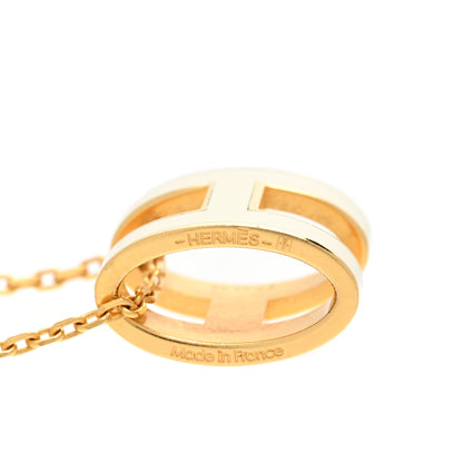 Hermes Lacquered Gold Pop H Pendant Necklace White 4 of 6