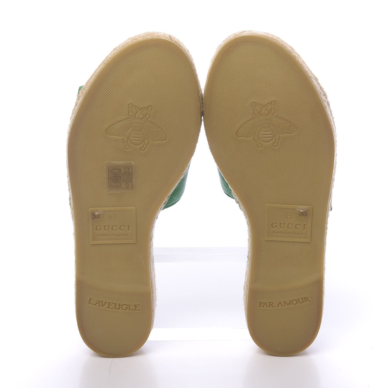Gucci Nappa Matelasse GG Marmont Espadrille Slide Sandals 35 New Shamarock 5 of 11