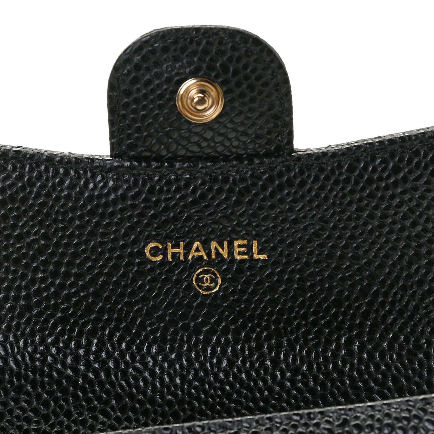 Caviar Quilted Flap Card Holder Wallet Black